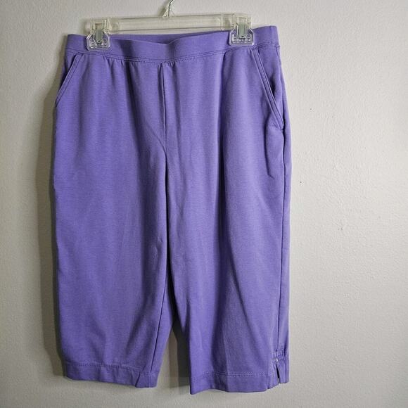 Links Womens 2pc Capri Set Purple Pull On Stretch Pockets Soft Knit Sz S - Picture 7 of 14